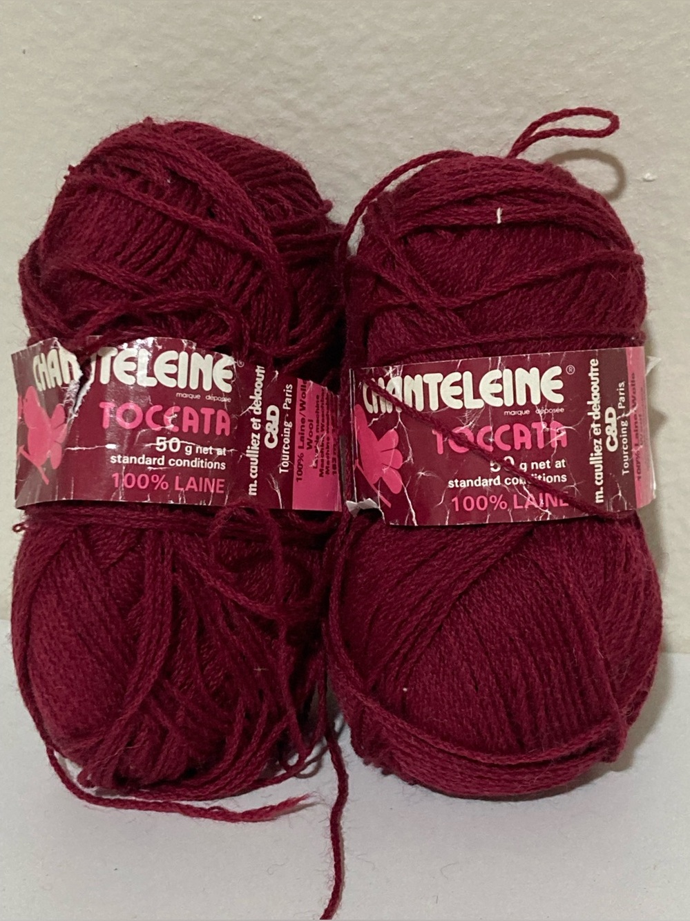2 NWT Chanteleine Toccatta 100% Wool Yarn - Deep Berry Made in France